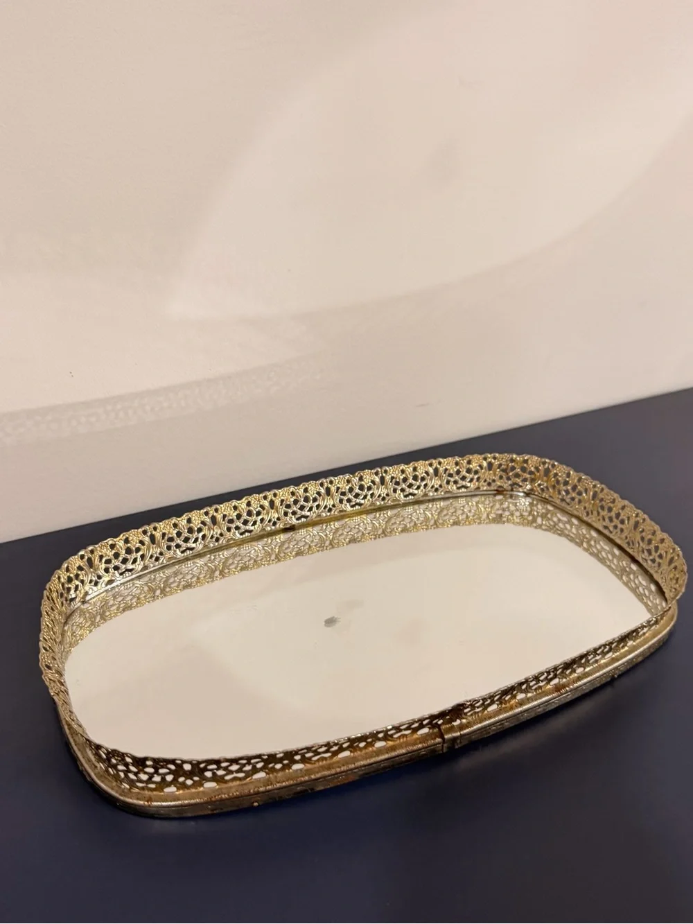 Gold Filigree Decorative Vanity Tray - Elegant Home Bath Accessory